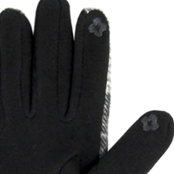 Black Button Plaid Smart Gloves Fleece Lined Smart Touch Text Friend - Picture 2 of 9